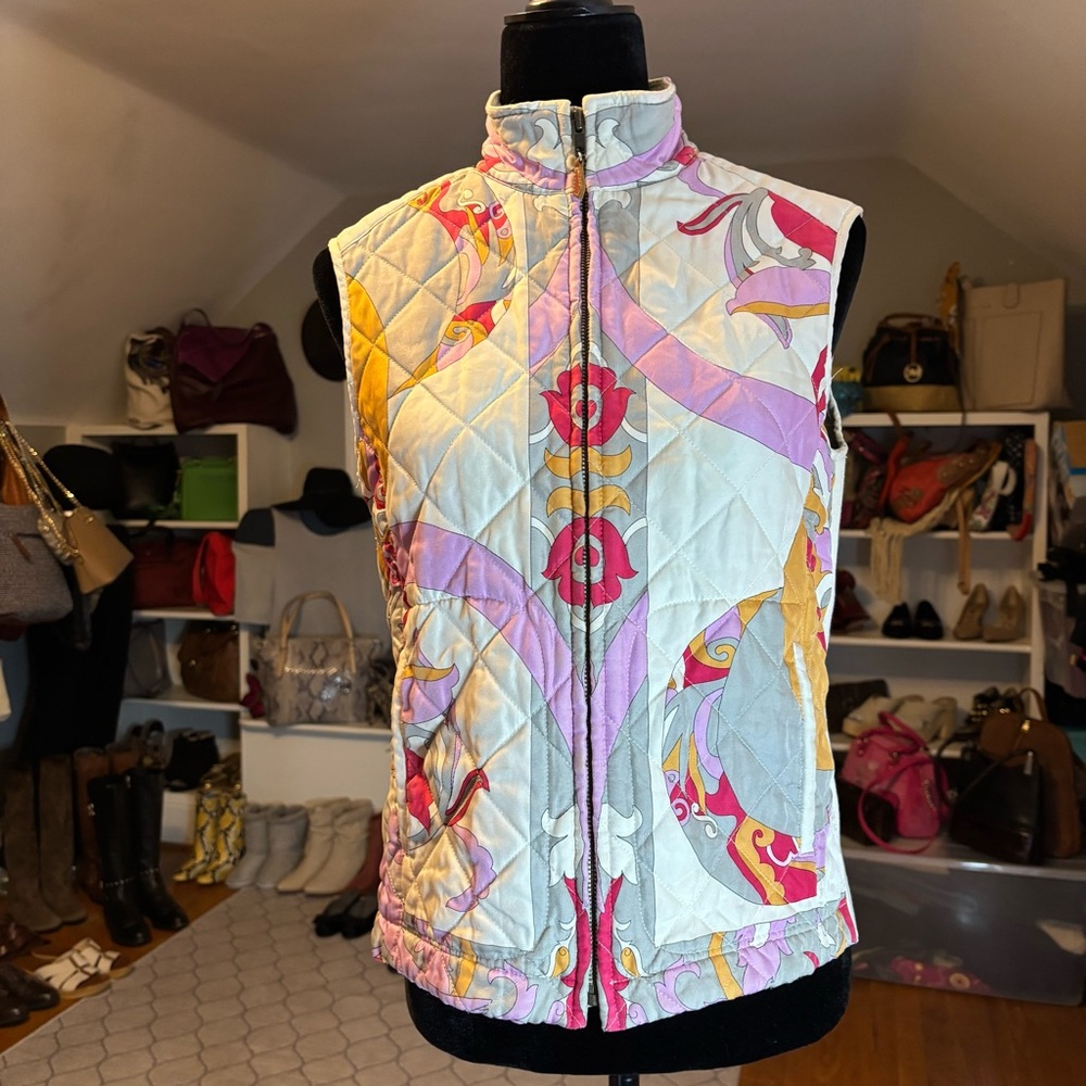 J. McLaughlin 100% Silk Floral Medallian Zippered Vest Sz S - Picture 13 of 15